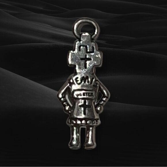 Carolyn Pollack Relios Sterling Silver Malachite Kachina Pendant Charm - Picture 3 of 4